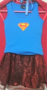Kids Costumes to Hire - SuperGirl - Blue tank top (7-8 yrs) , red skirt, red cape 